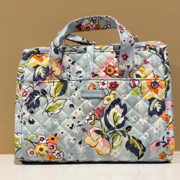 Vera Bradley Floating Garden Blue Floral Hanging Toiletry Bag & Jewelry Case EUC - Picture 2 of 14